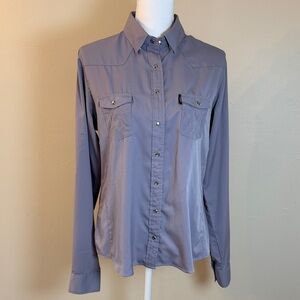 Hooray Habitat Women's Button Down Large Purple Shirt